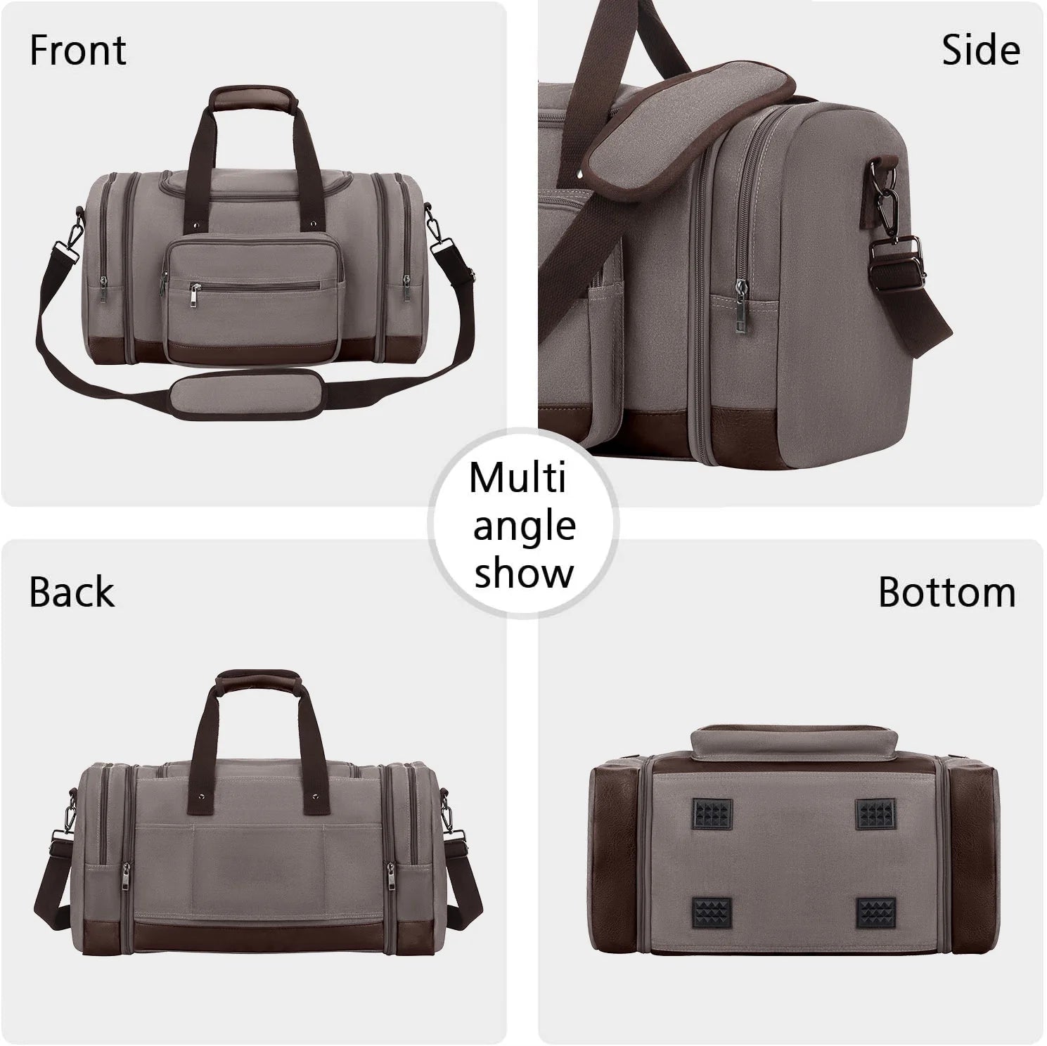 Duffle Bag for Travel Travel Bag 46L Large Expendable Duffle Bags for Men Weekender Bag with Trolly Sleeve for Business Trip Travel Camp Gym, Grey