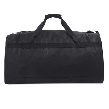 24 Inch 55 Liter Weekender Overnight Duffel Shoulder Bag for Men, Women, Teens, Gym, Travel, Sports and Recreation in Black with Red Accents